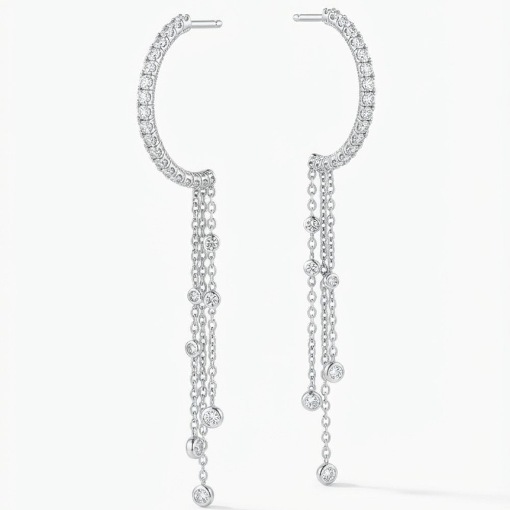Dangle Hoop Diamond Earrings