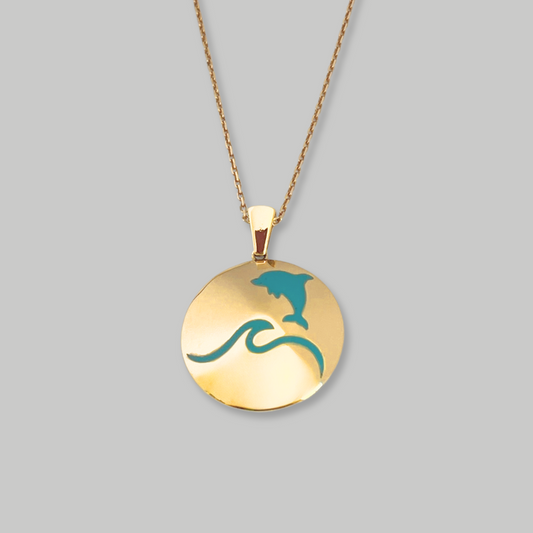 That's So Summer - dolphin and wave disk necklace