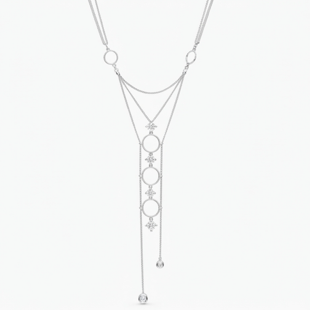Multi-Tiered Round Hoops & Diamond Drop Necklace