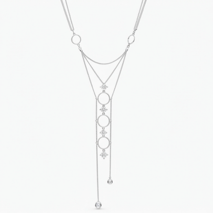 Multi-Tiered Round Hoops & Diamond Drop Necklace