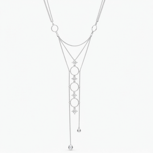 Multi-Tiered Round Hoops & Diamond Drop Necklace