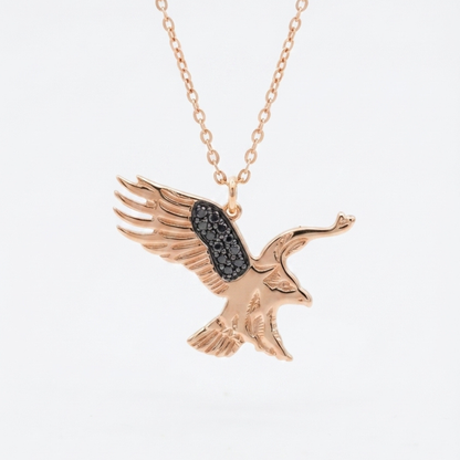 Eagle Black Diamond Pendant Necklace