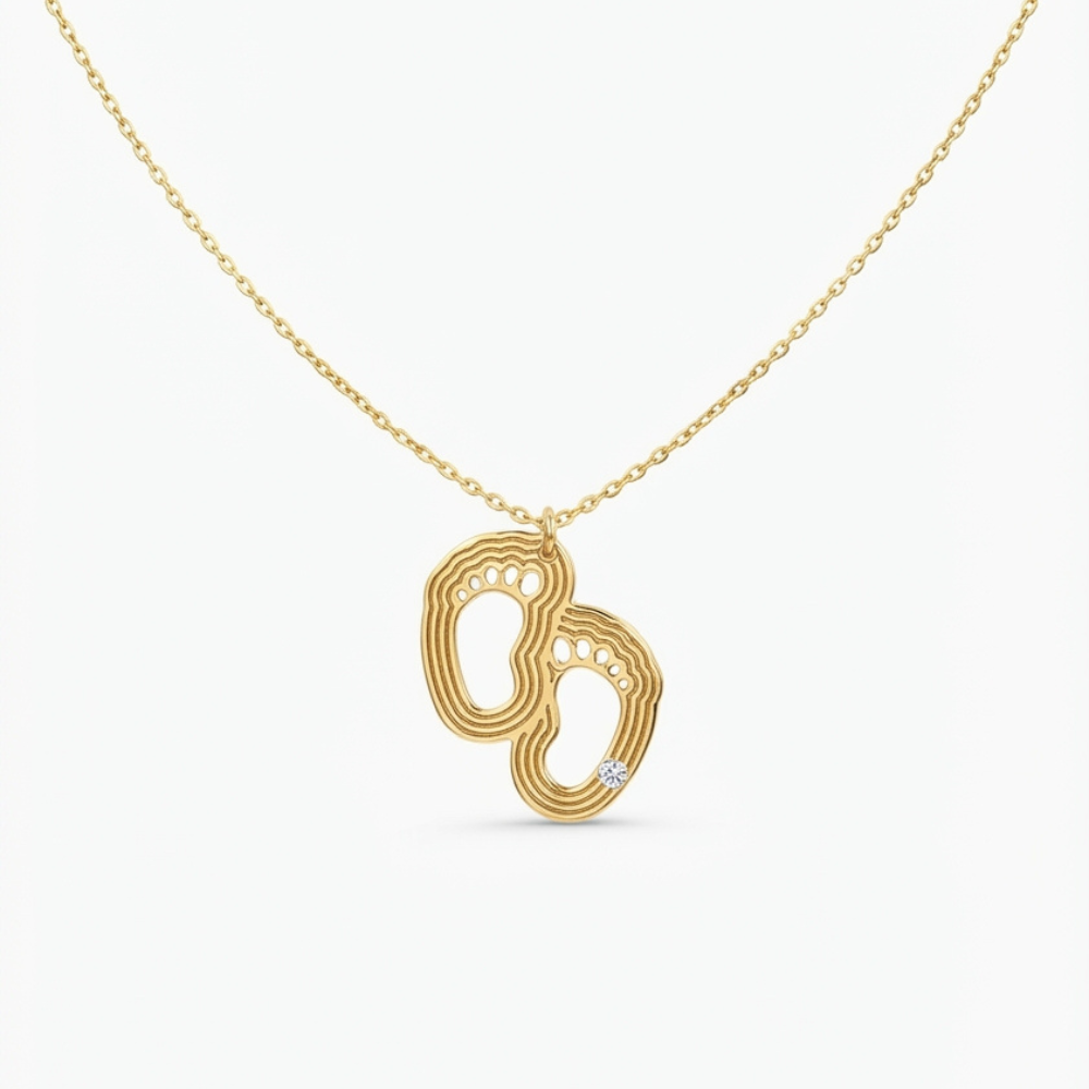 Baby Feet Diamond Pendant Necklace