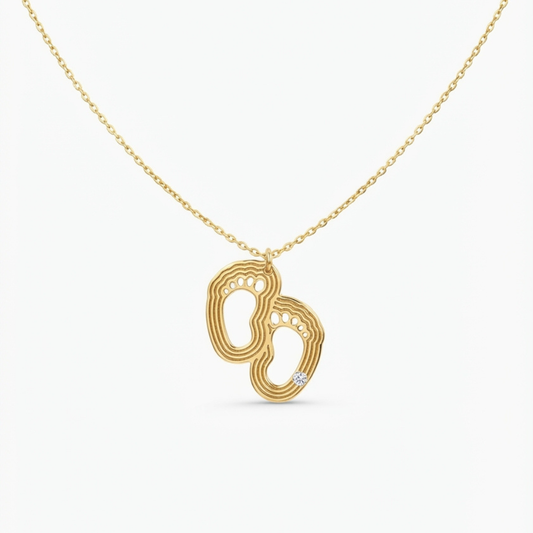 Baby Feet Diamond Pendant Necklace