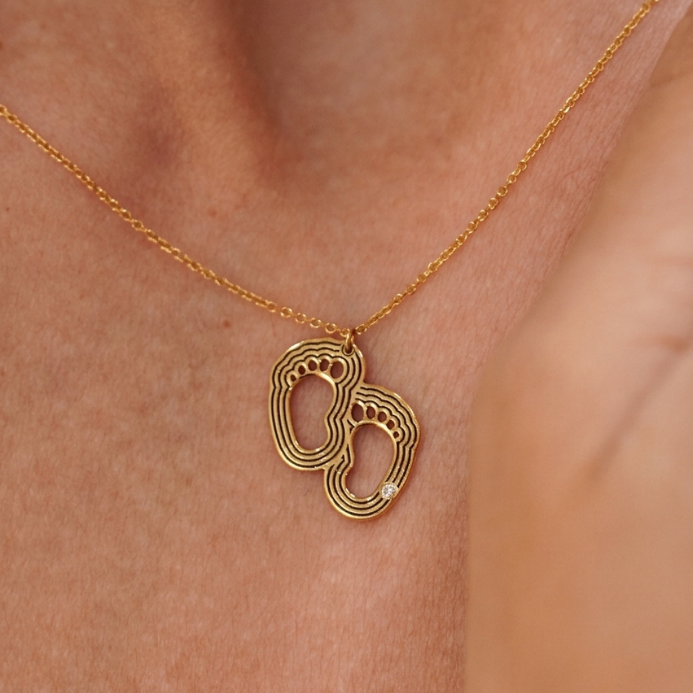 Baby Feet Diamond Pendant Necklace