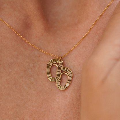 Baby Feet Diamond Pendant Necklace