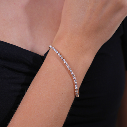 rose gold tennis bracelet with white brilliant diamonds