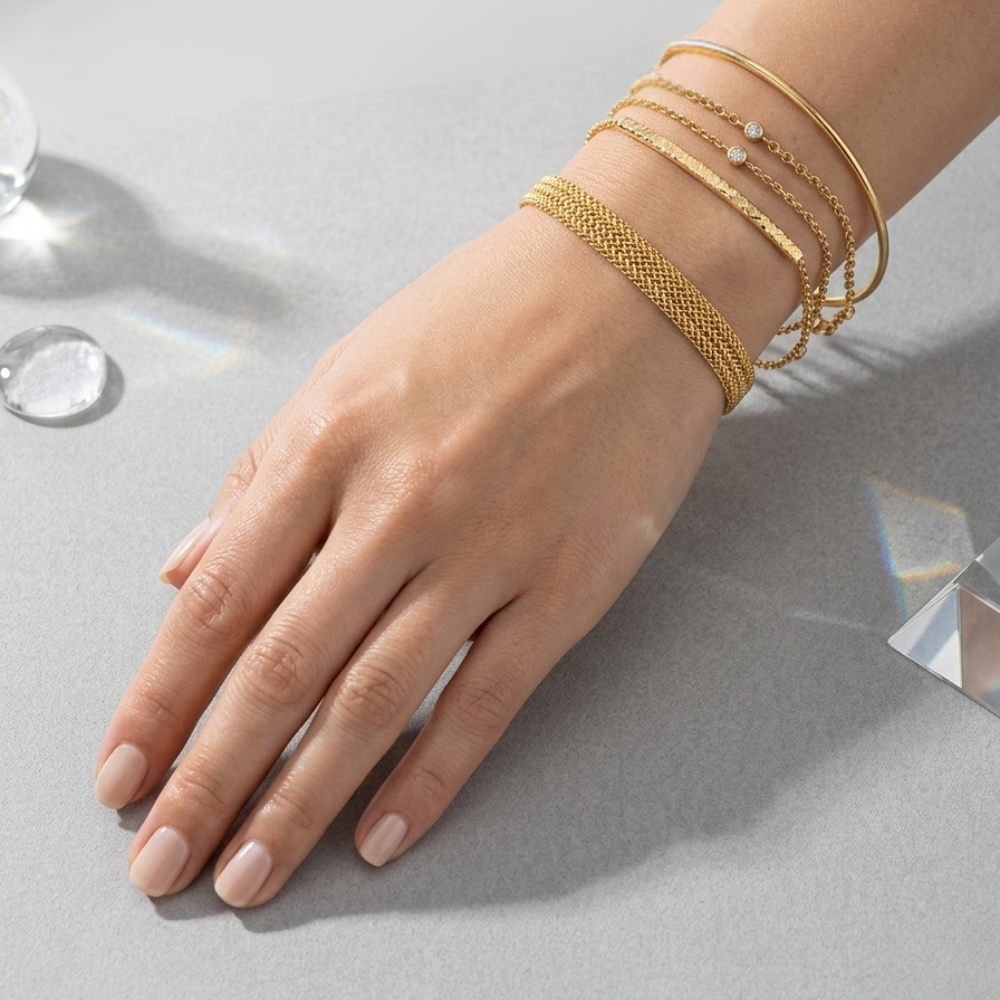 Woven Mesh Chain 21K Gold Bracelet