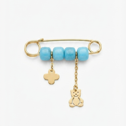 Teddy Bear & Star Safety Pin Brooch