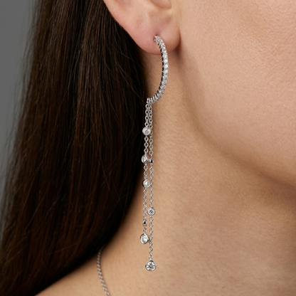 Dangle Hoop Diamond Earrings