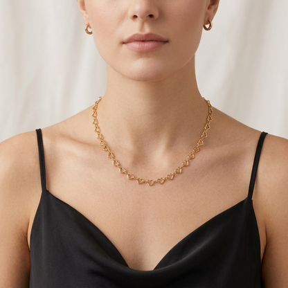 Open Heart Link Chain Necklace