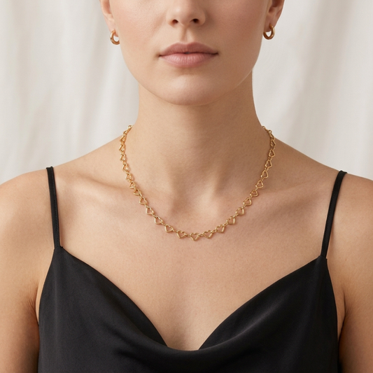 Open Heart Link Chain Necklace
