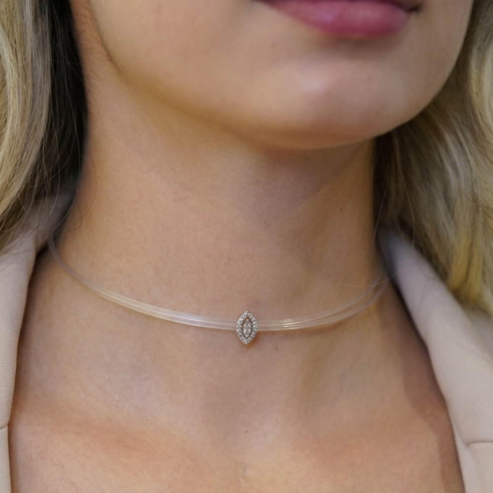 Clear Choker White Gold Diamond Pendant