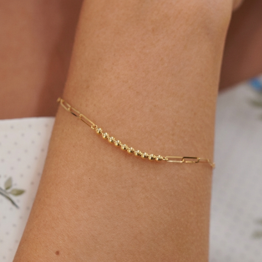 Beads and paperclip bracelet