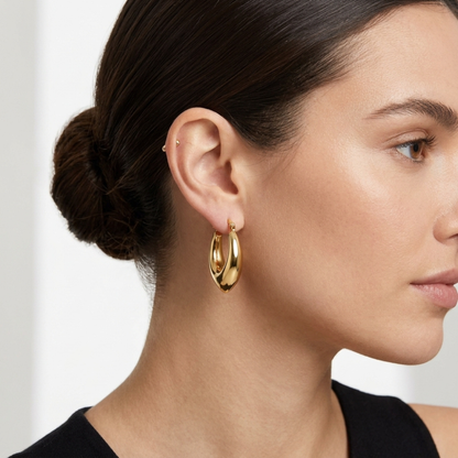 Tapered Teardrop Chunky Hoop Earrings