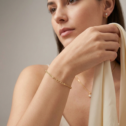 Rope Chain & Curb Link Bead Bracelet