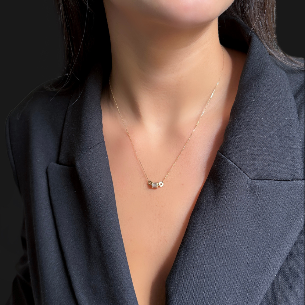 I love You – baguette zircon – gold necklace
