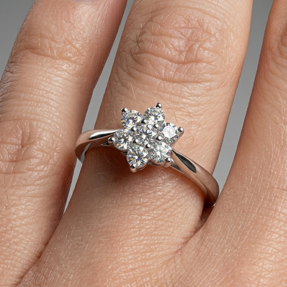 Star Diamond Cluster Ring