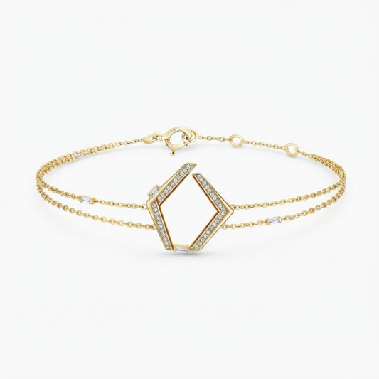 Glamour Geométrico – pulseira em formato pentágono irregular