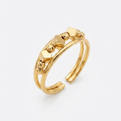 Cubes & Beads Gold Cuff - 18k Ring