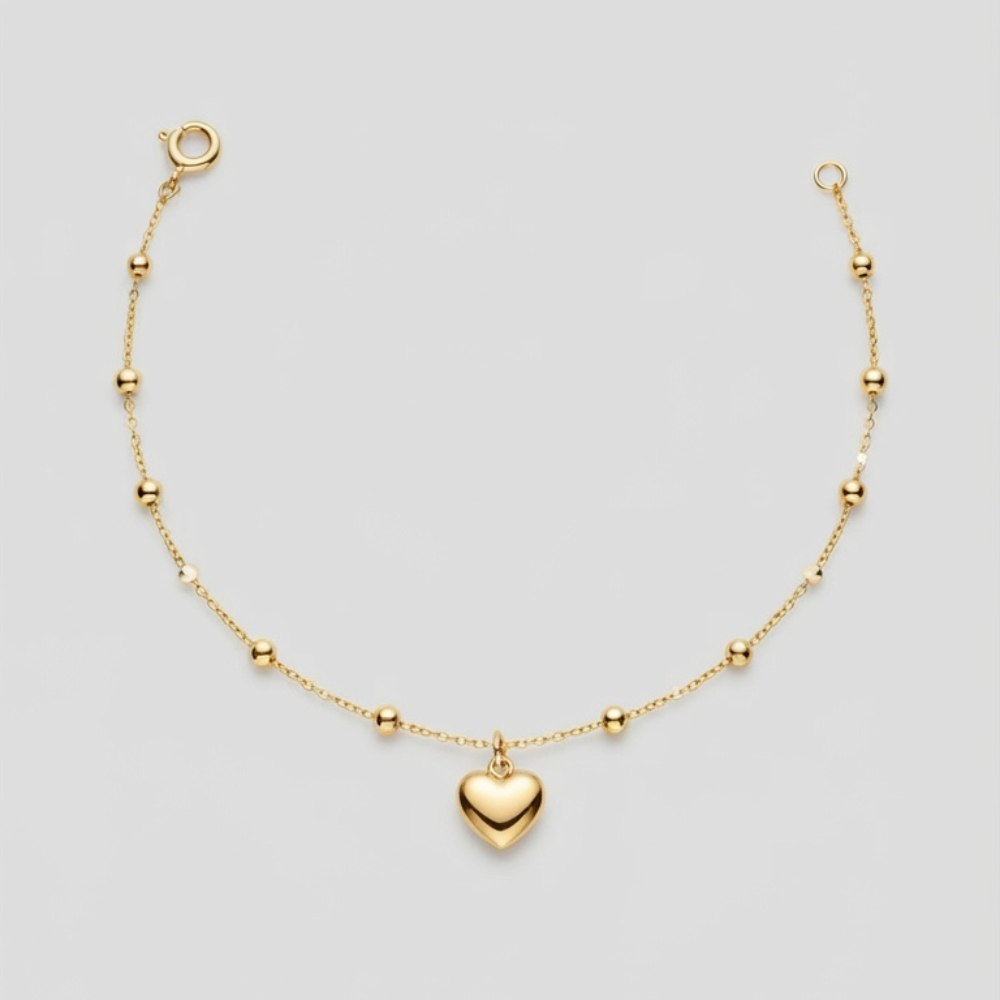 Heart charm - 18k gold bracelet