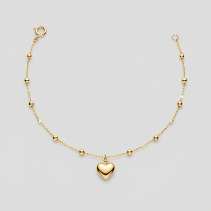 Heart charm - 18k gold bracelet