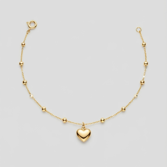 Heart charm - 18k gold bracelet
