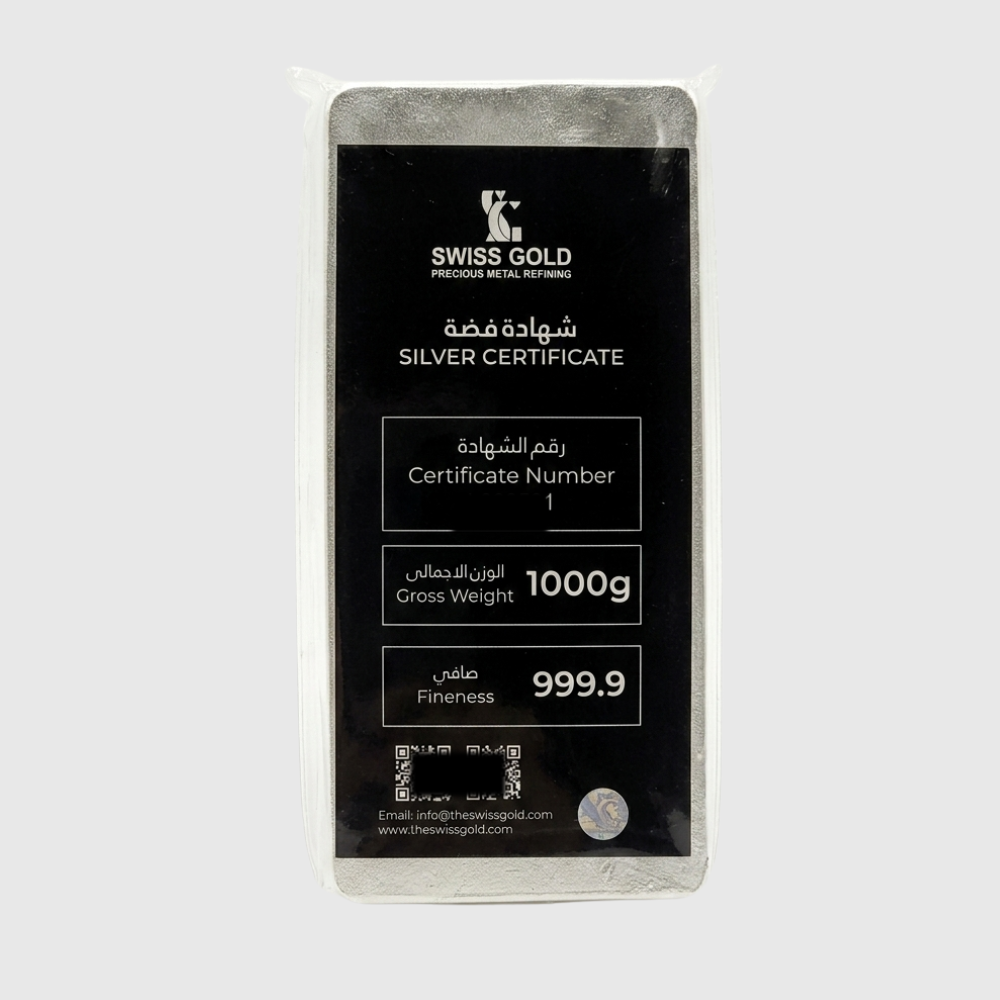 Swiss Gold silver certificate packaging on a white background