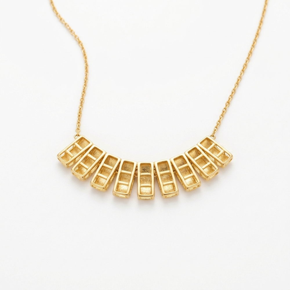 Graduated Curved Bar Station Necklace