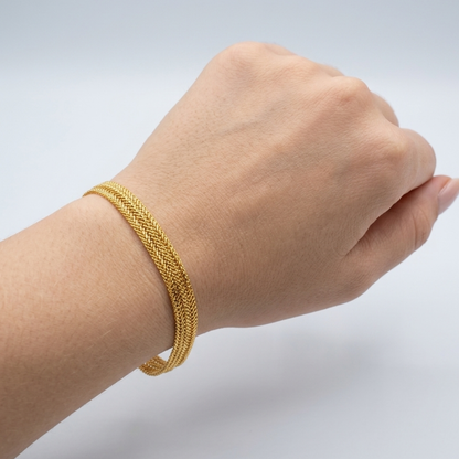 Woven Mesh Chain 21K Gold Bracelet