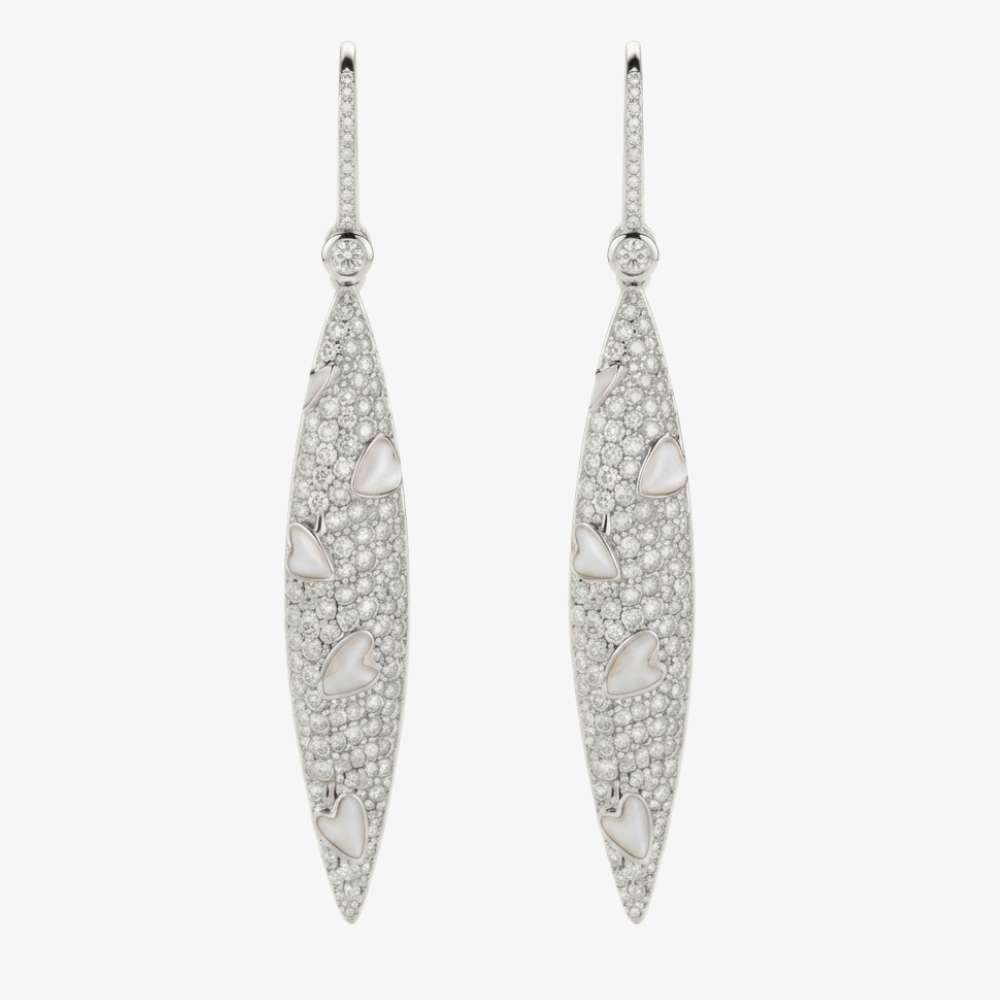 Diamond & Mother of Pearl Heart Earrings