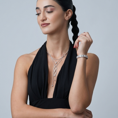 Multi-Tiered Round Hoops & Diamond Drop Necklace