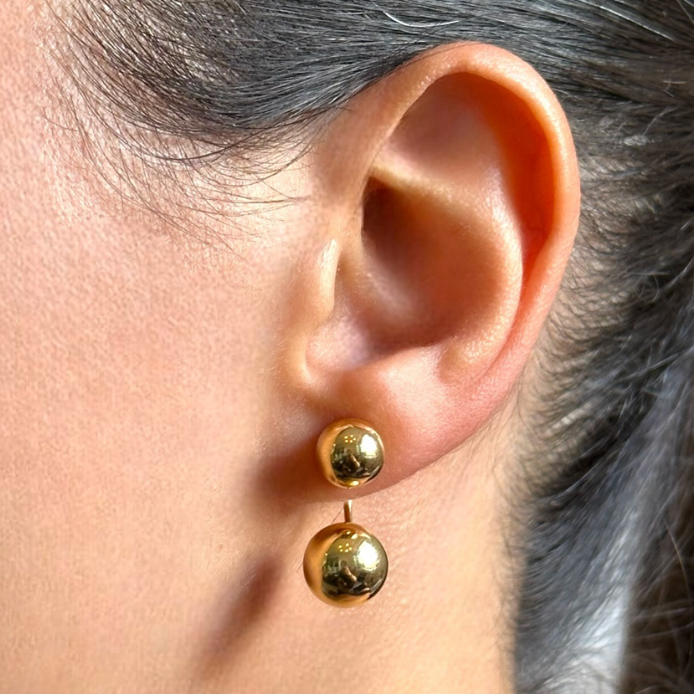 BALLS SHAPED YELLOW GOLD EARRINGS