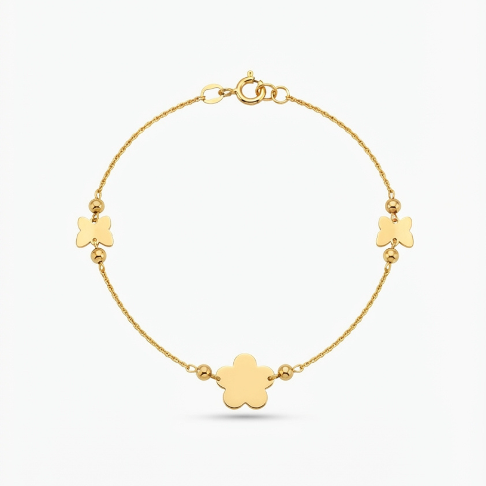 Flowers & Butterflies gold bracelet