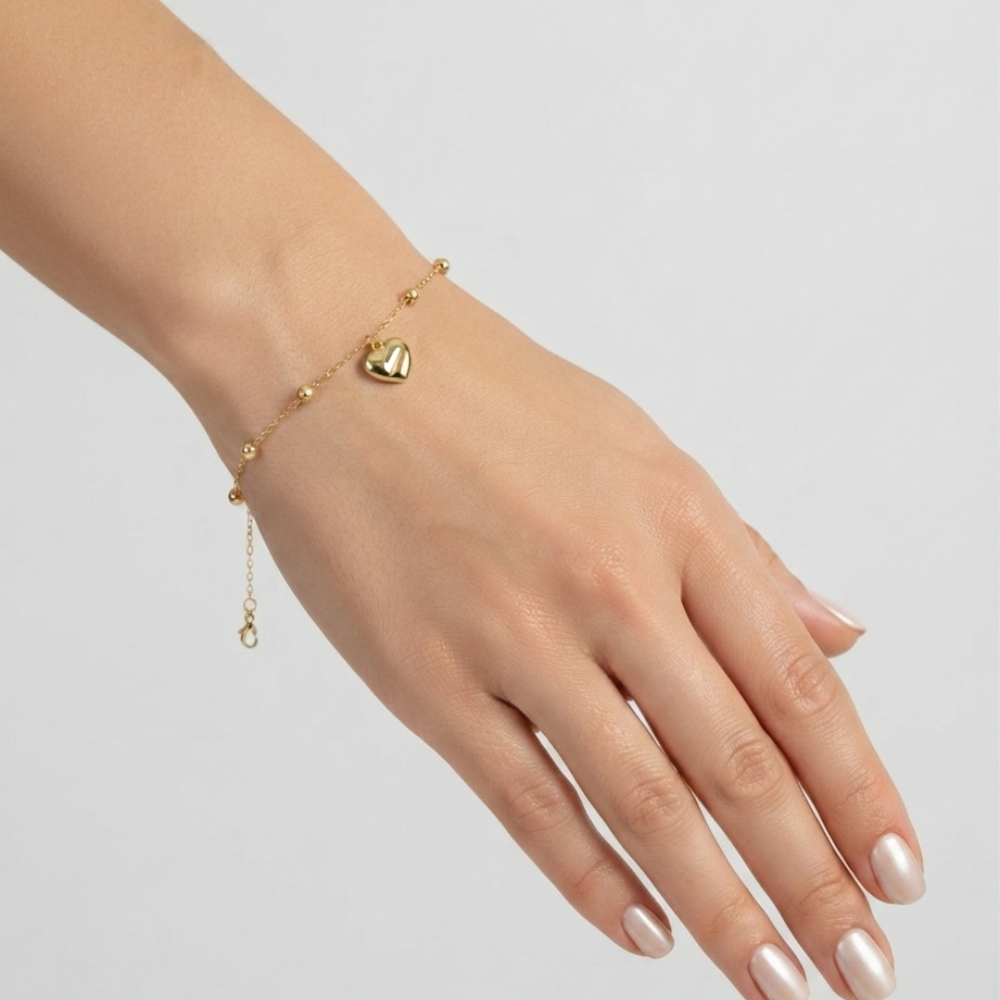 Heart charm - 18k gold bracelet