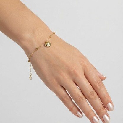 Heart charm - 18k gold bracelet