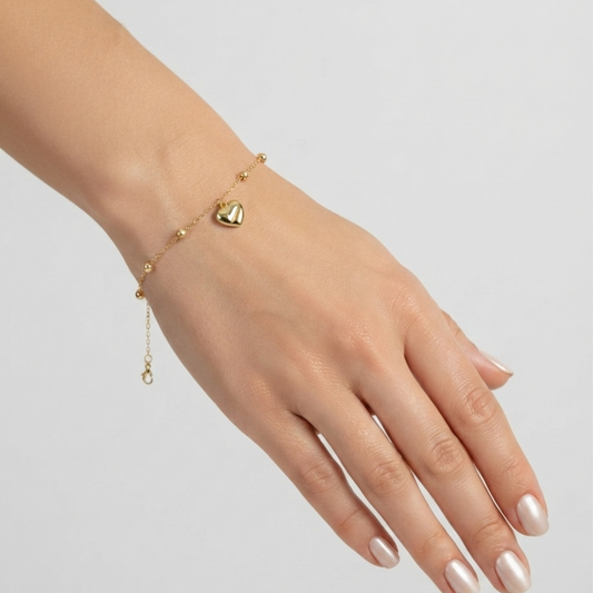 Heart charm - 18k gold bracelet