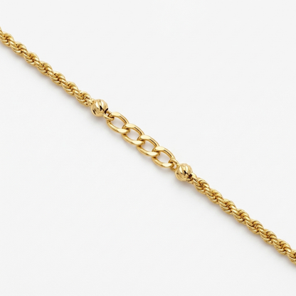 Rope Chain & Curb Link Bead Bracelet
