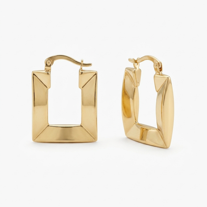 Geometric Faceted Rectangular Huggie Hoop Earrings