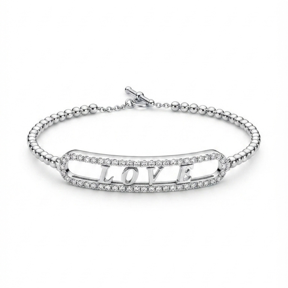 "LOVE" Moving Motif Diamond Bracelet