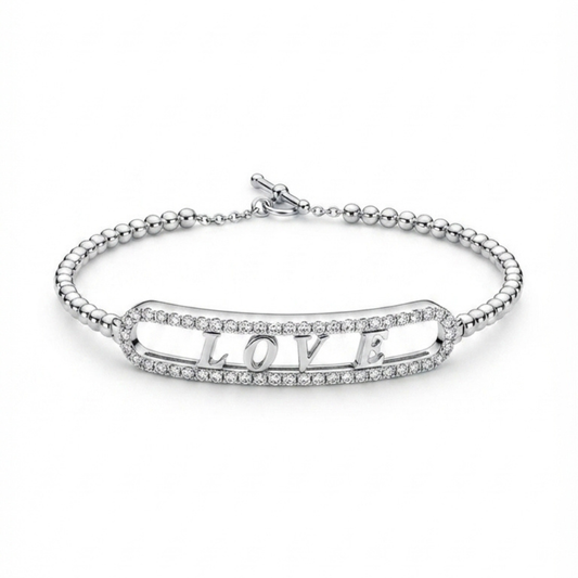 "LOVE" Moving Motif Diamond Bracelet
