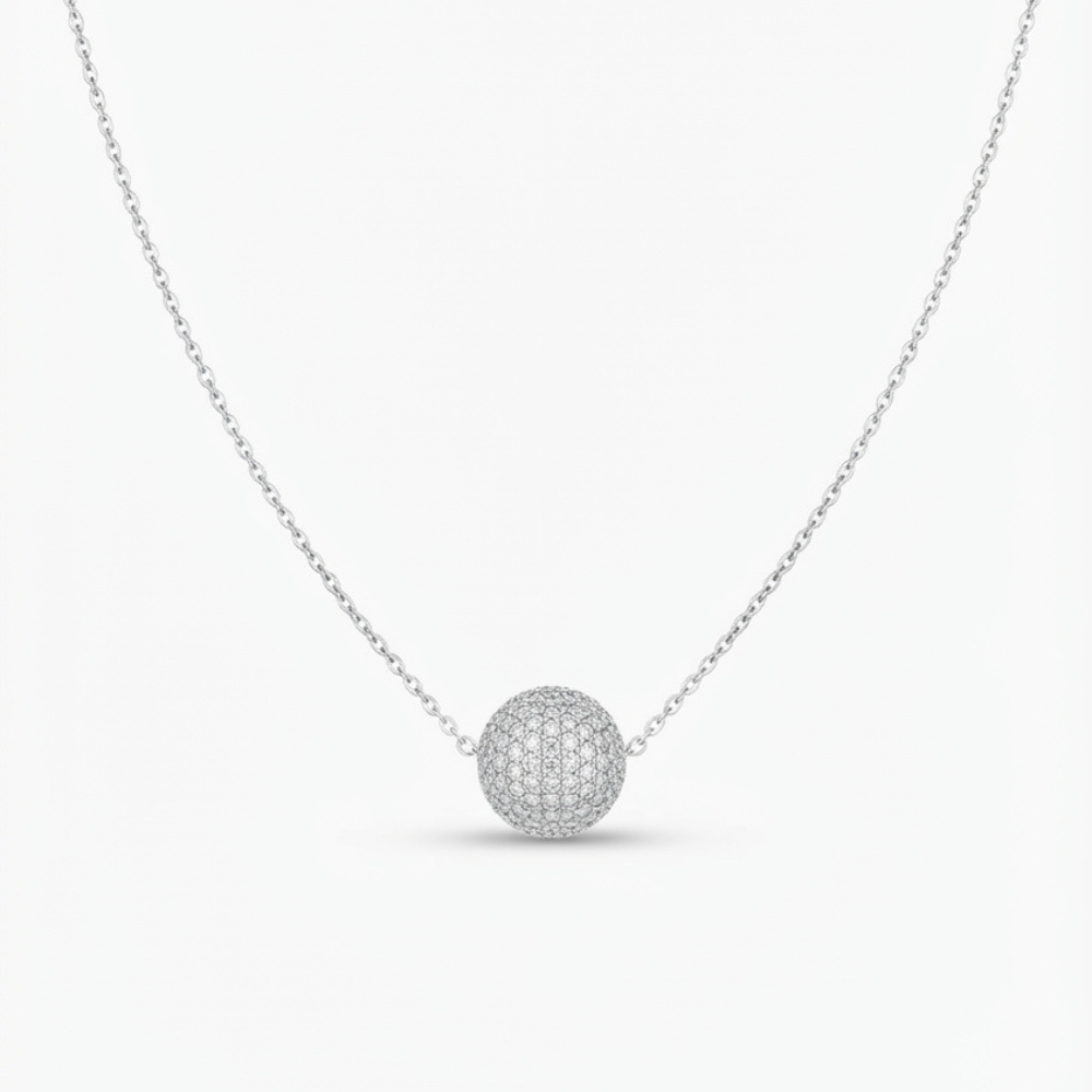 Diamond Ball White Gold Necklace