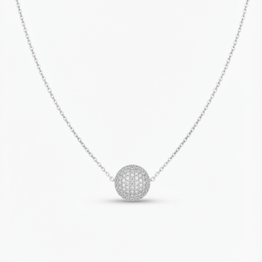 Diamond Ball White Gold Necklace