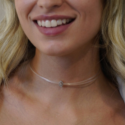 Clear Choker White Gold Diamond Pendant