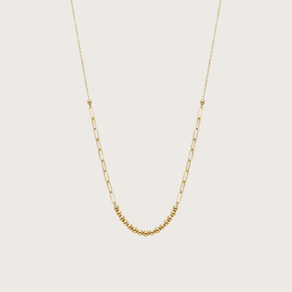 Paperclip & Bead gold necklace