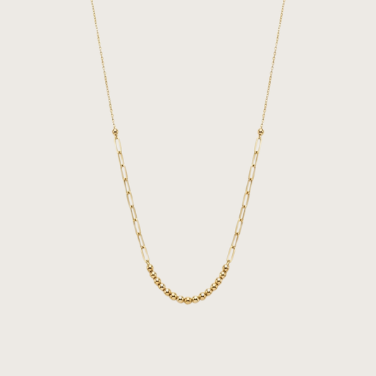 Paperclip & Bead gold necklace