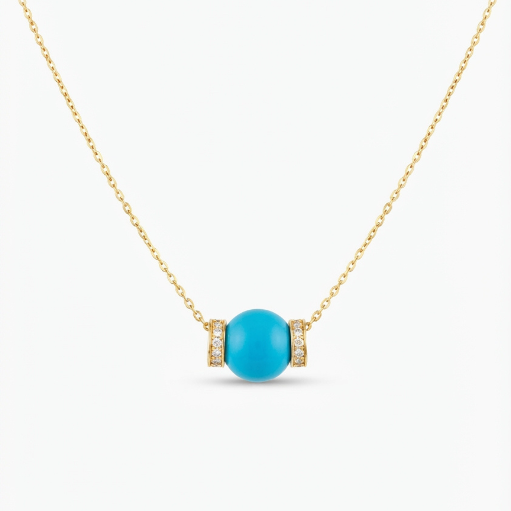 Diamond & Turquoise Ball Pendant