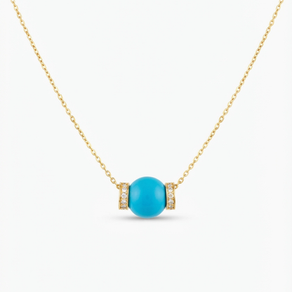 Diamond & Turquoise Ball Pendant