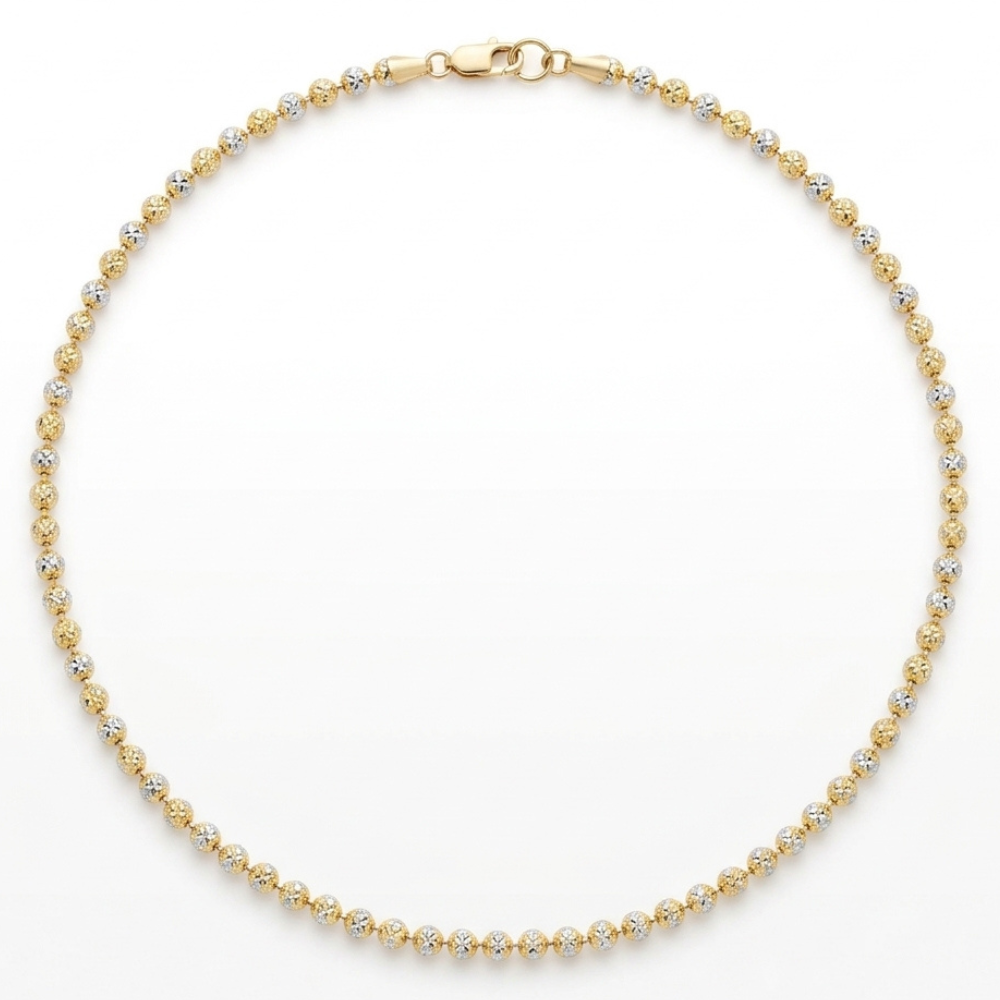Two-Tone Diamond-Cut Bead Chain Necklace