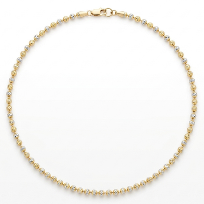 Two-Tone Diamond-Cut Bead Chain Necklace